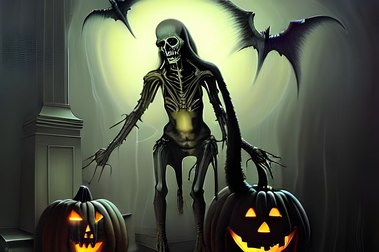 Hyper-Realistic Horror Halloween Night Street Scene
