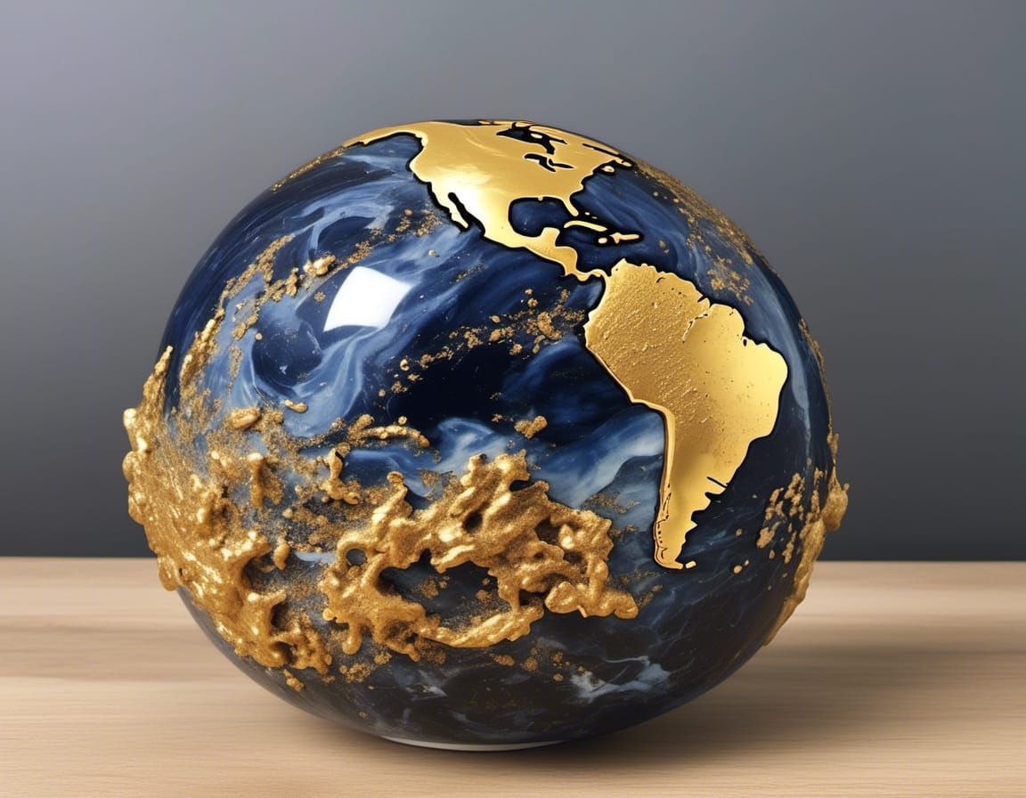 Alien Marble Planet in Kintsugi Style