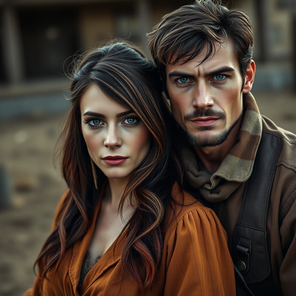 Couple Rides into Sunset on a Western Ranch