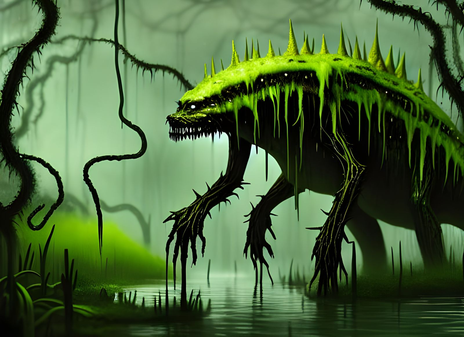 Terrifying Acid Creature in Swamp Forest