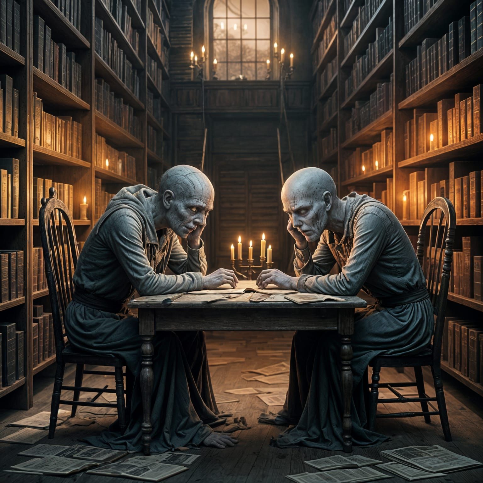 Sorrowful Ghouls in an Ancient Library