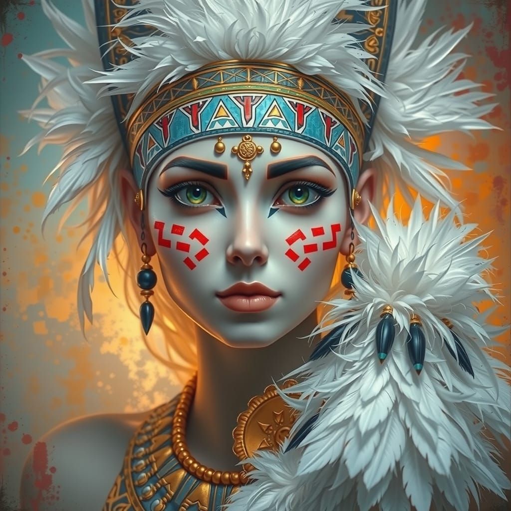 Majestic Egyptian Goddess Portrait in Vibrant Colors