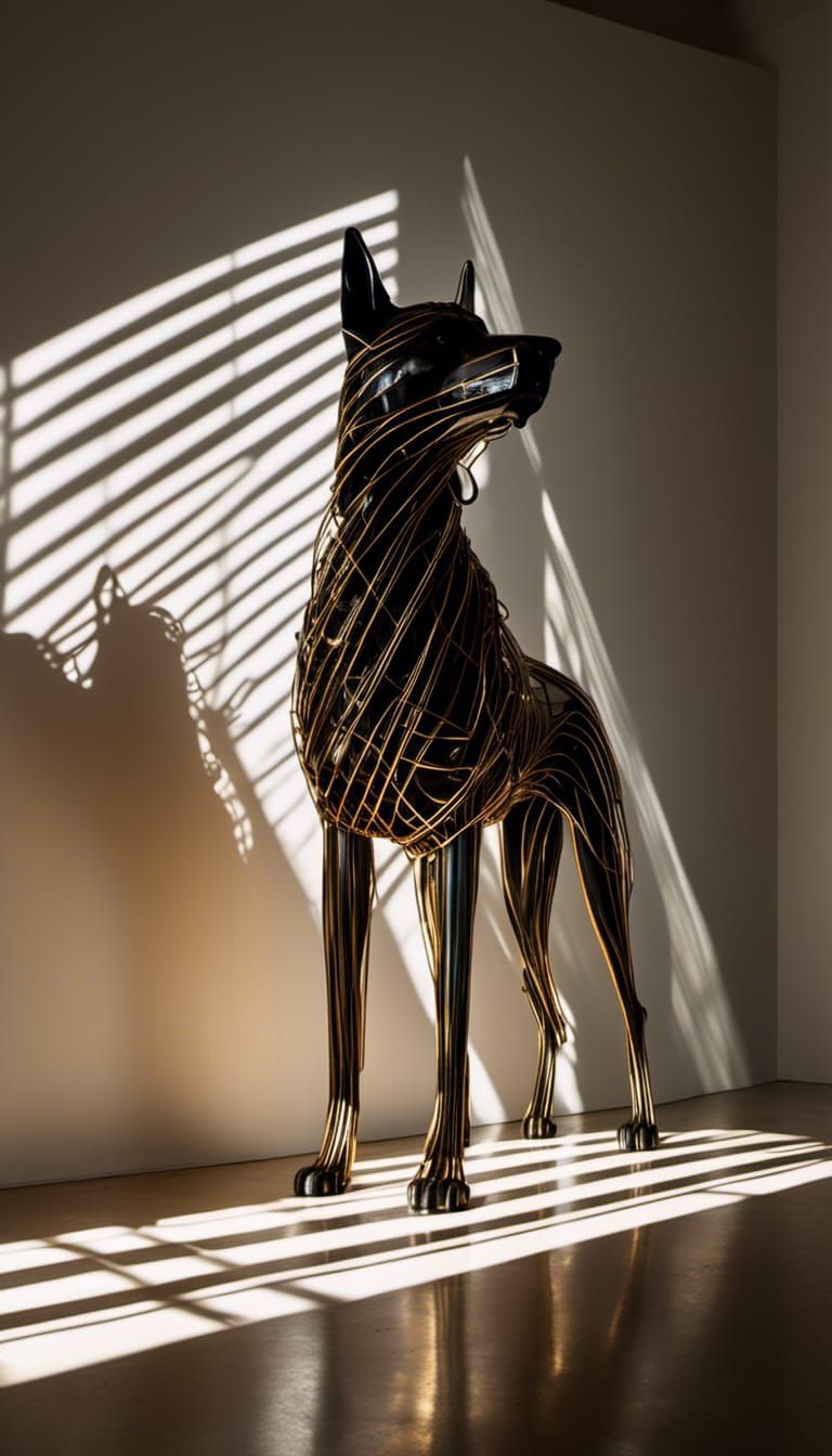 Two-Headed Dog in Art Gallery: Noir Line Art