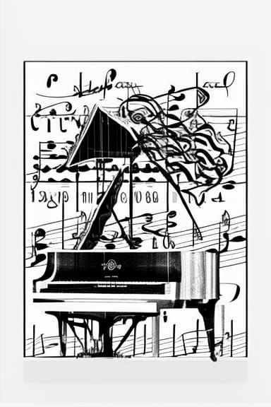 Monochrome Photo of Floating Musical Notes in Graphic Style