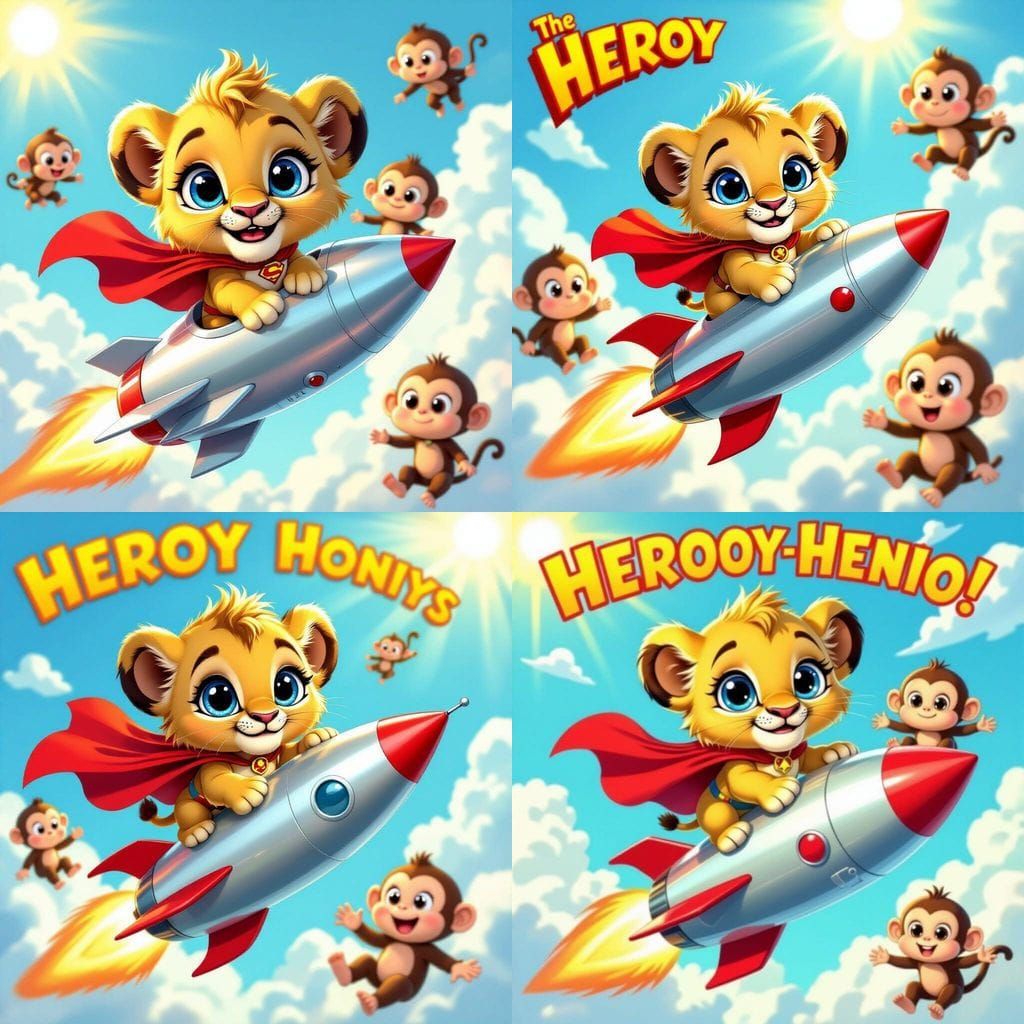 Lion Cub Superhero Rescues Monkeys, Comic Book Style