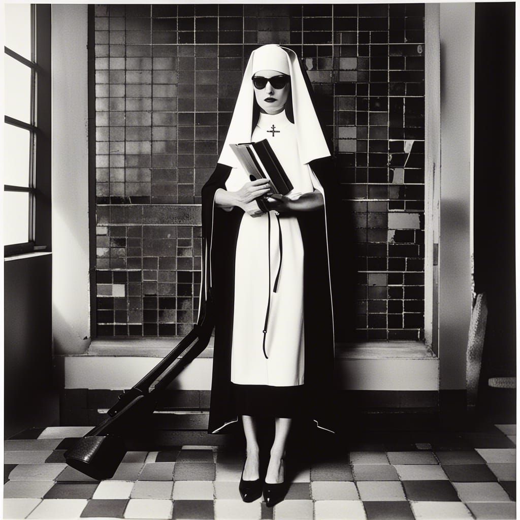 Attractive Nun in High Contrast Fashion Photography