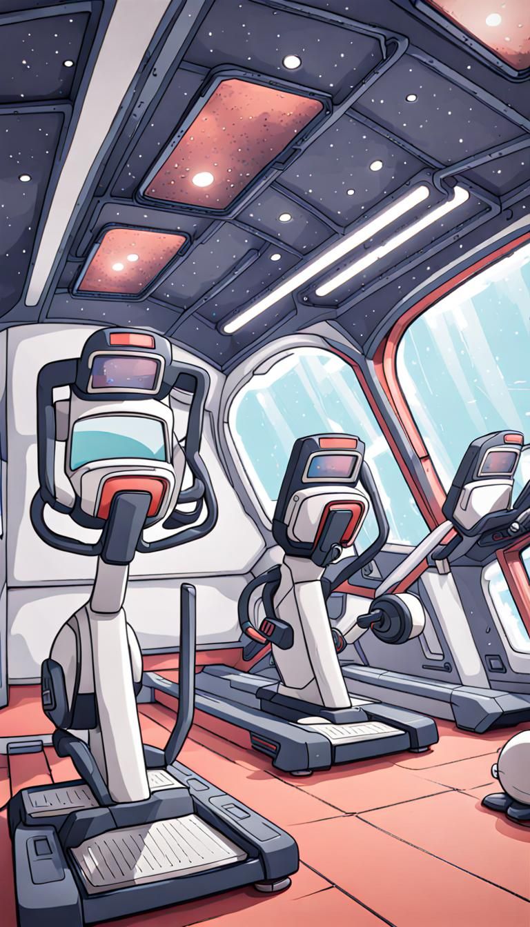 Futuristic Gym in Spaceship Interior