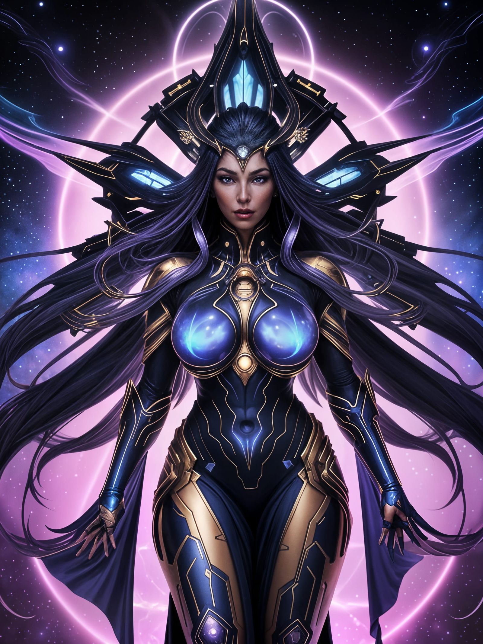 Epic Sci-Fi Goddess in Cosmic Radiance