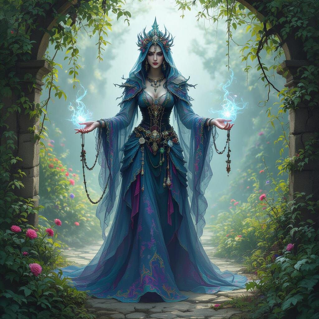 Mystical Poltergeist in Misty Garden, Fantasy Style