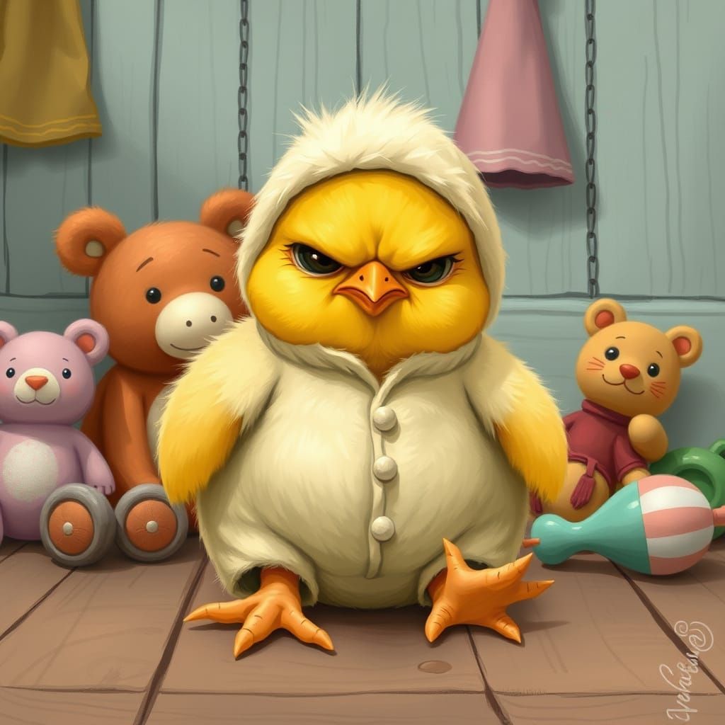 Grumpy Chick in Beatrix Potter Style