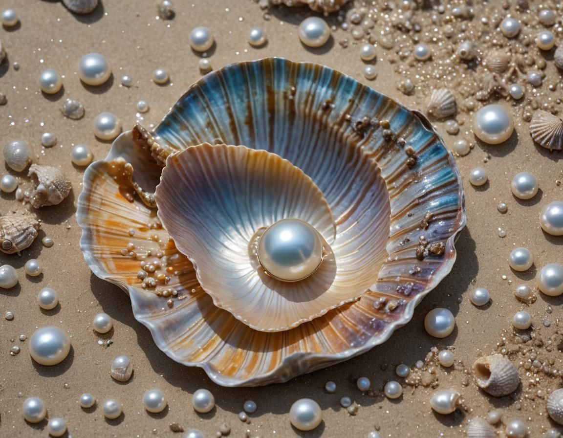 Luminous Pearl in Open Clam Shell