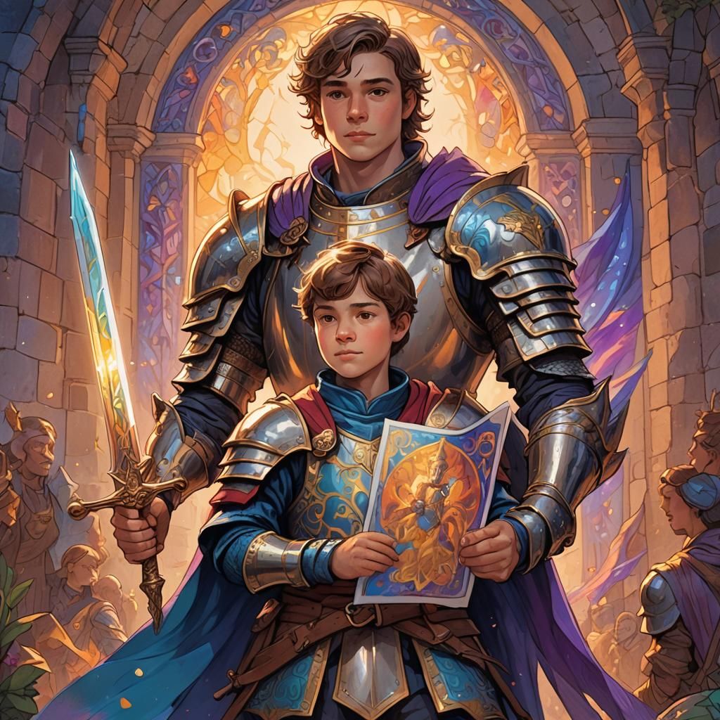Boy's Drawing of Knight Father: Fantasy Art