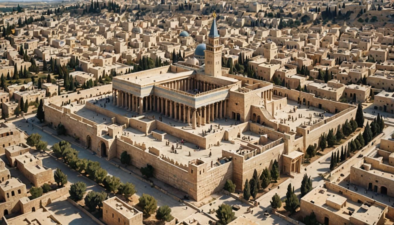 King Solomon's Temple: Photorealistic Aerial View