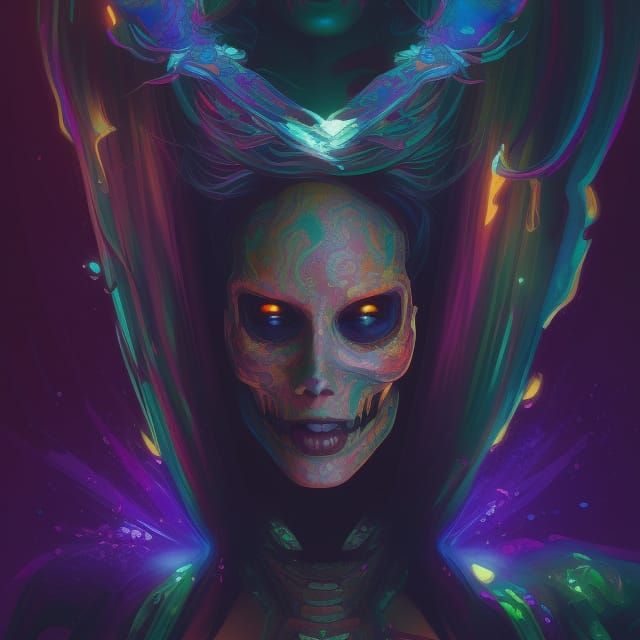 Female Ghost Rider Psychedelic Abstract Concept Art