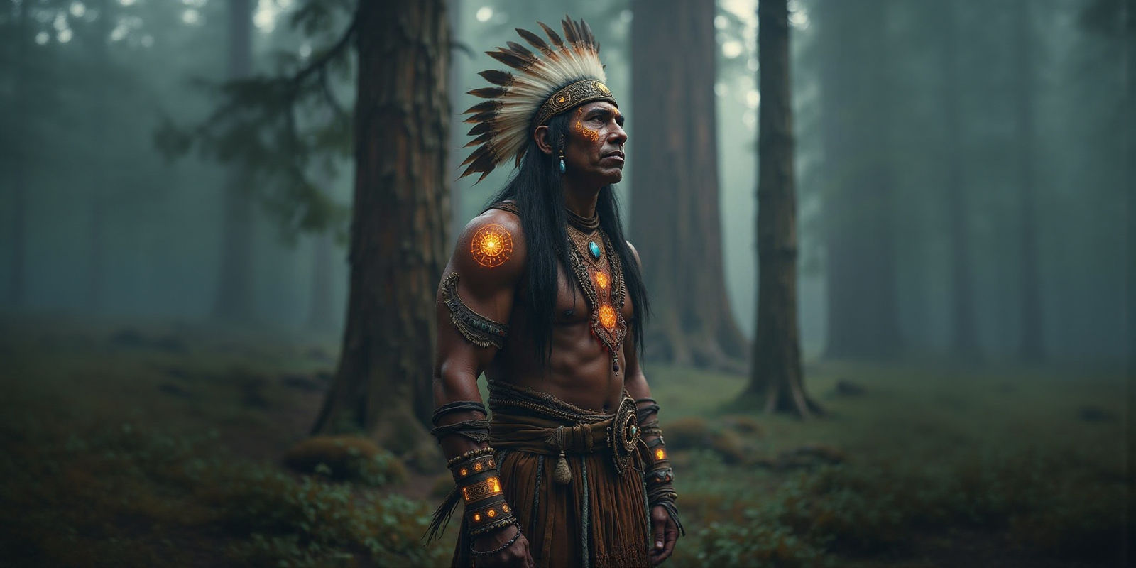 Native American Shaman in Sequoia Grove