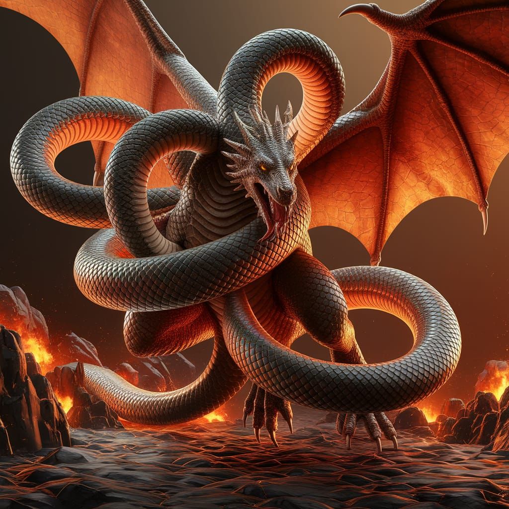 Epic Dragon and Snake Battle in 3D