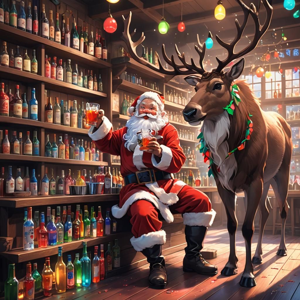 Anime Santa's Bar: Reindeer's Festive Faux Pas