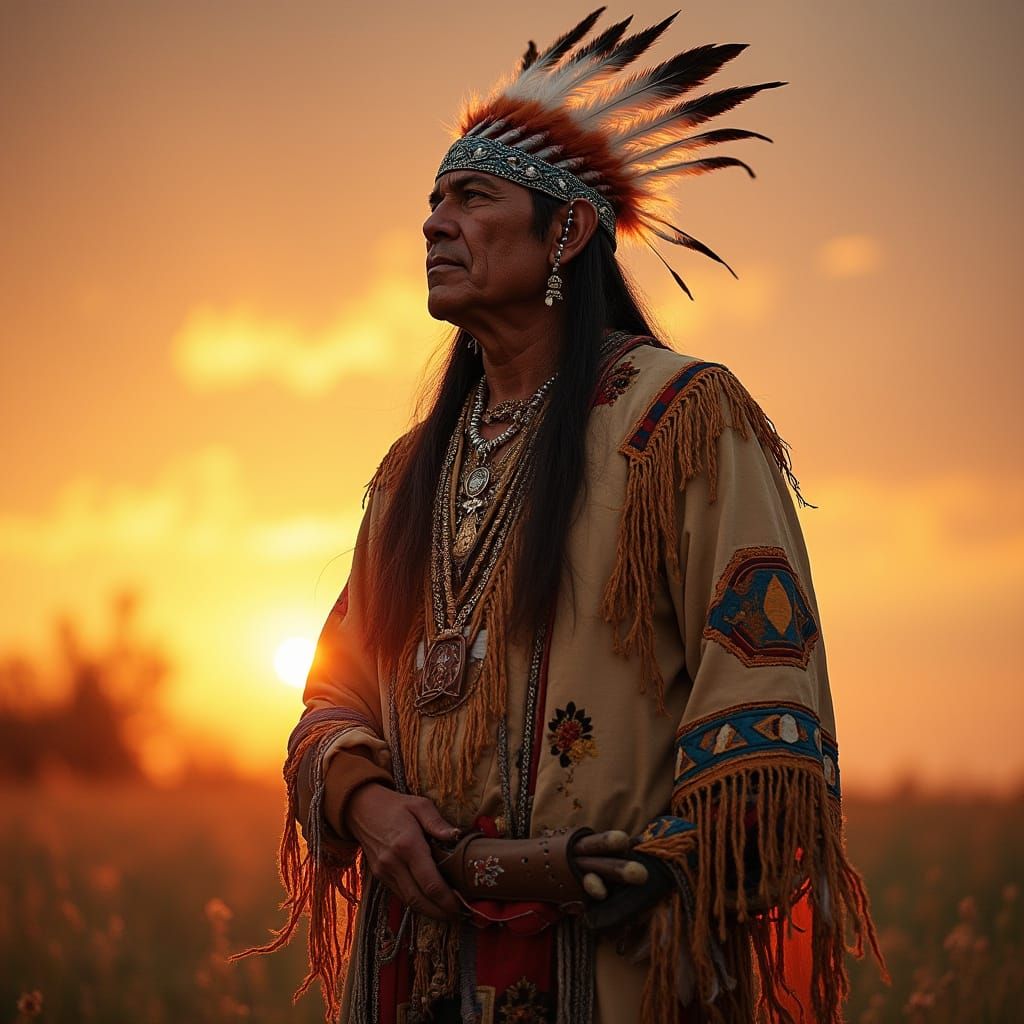 Native American Leader in Traditional Attire