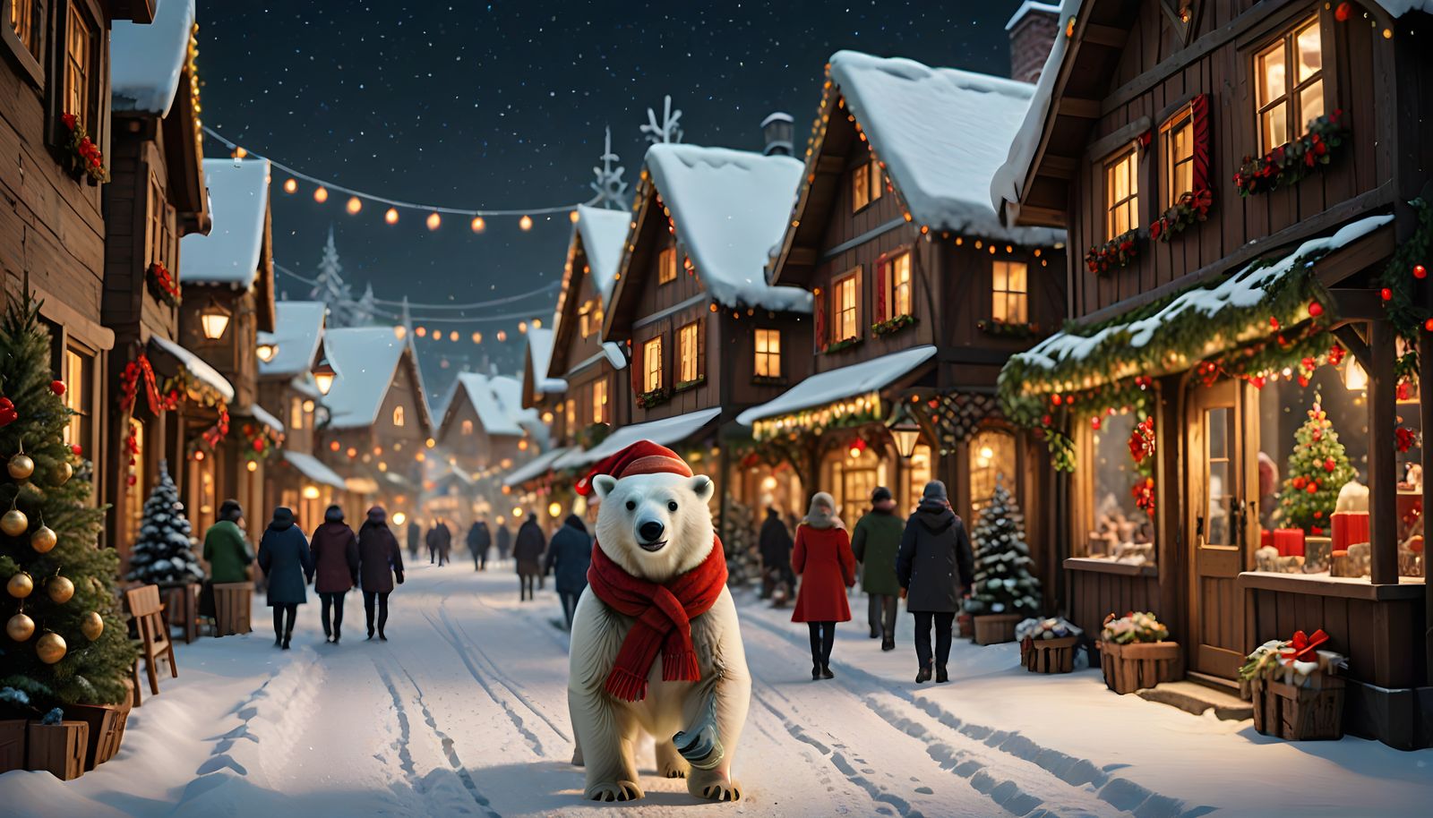 Polar Bear's Winter Wonderland Stroll in Cinematic Style