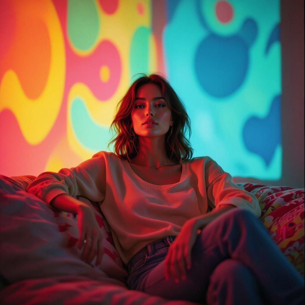 Vibrant Abstract Patterns in Warm Home Setting