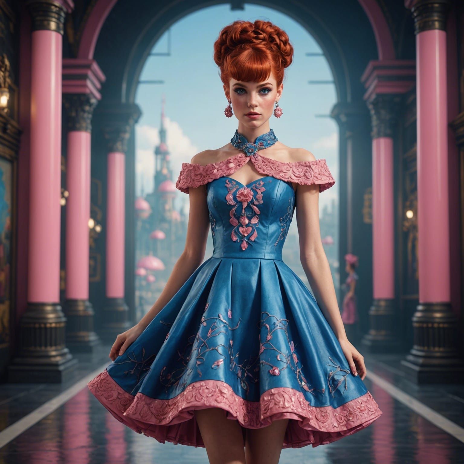 1960s Model on Runway in Pink Babydoll Dress