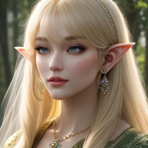 Beautiful Elf with Blonde Hair and Yellow Dress