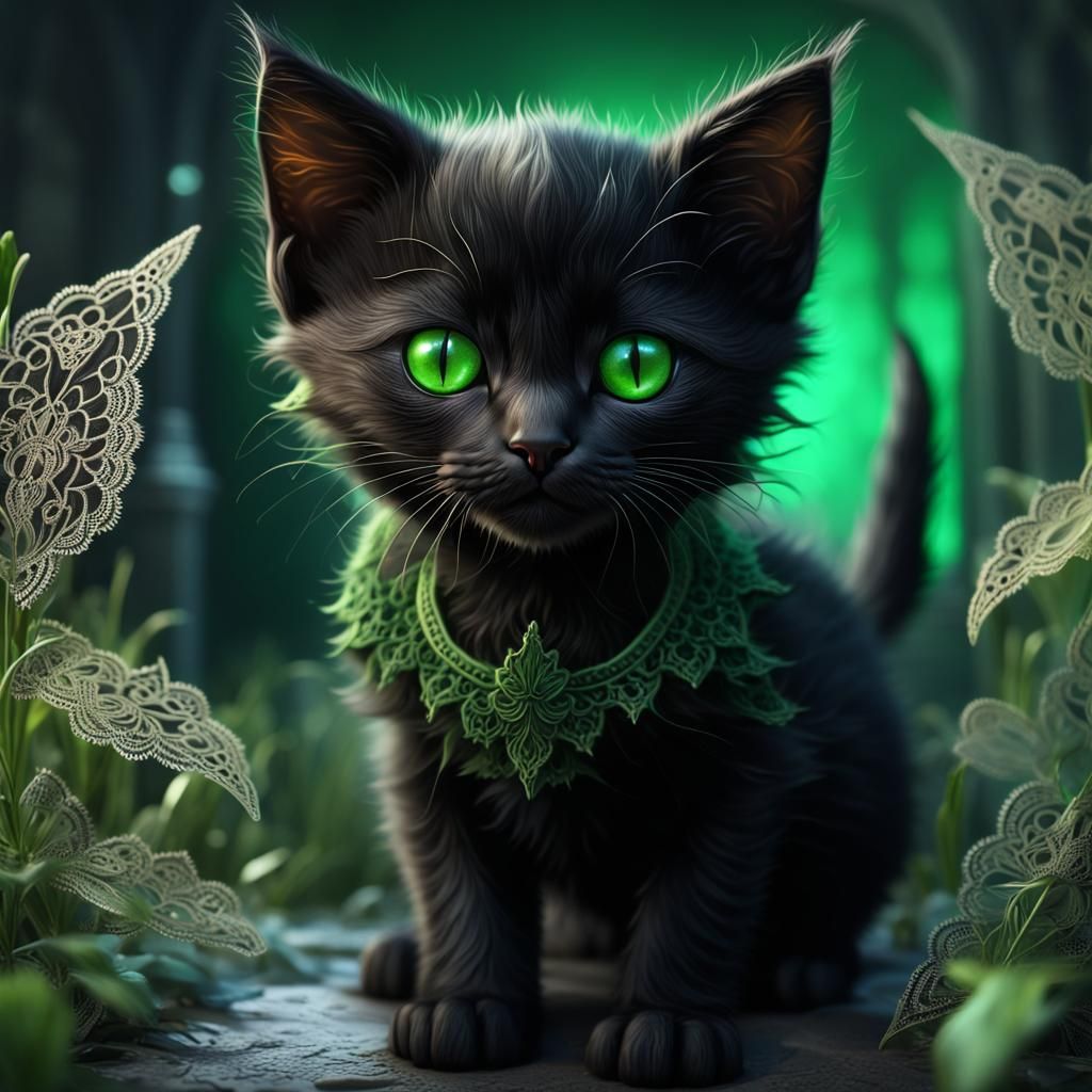 Lace Kitten: Detailed Fantasy Concept Art