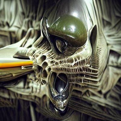 Penumbra Skull: An Alien Sculpture in Giger Style