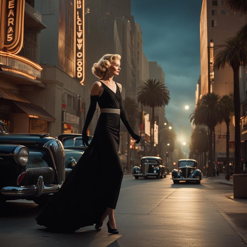 Woman Walks Ocelot in Art Deco Style
