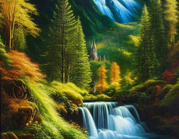Rivendell in Hyperdetailed Oil Painting Style