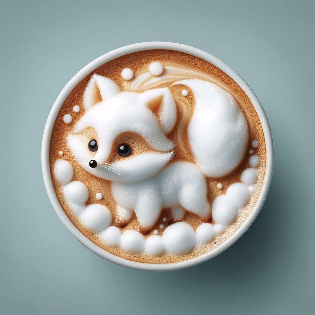 Cappuccino Art: Milk Foam Fox Walking on Coffee