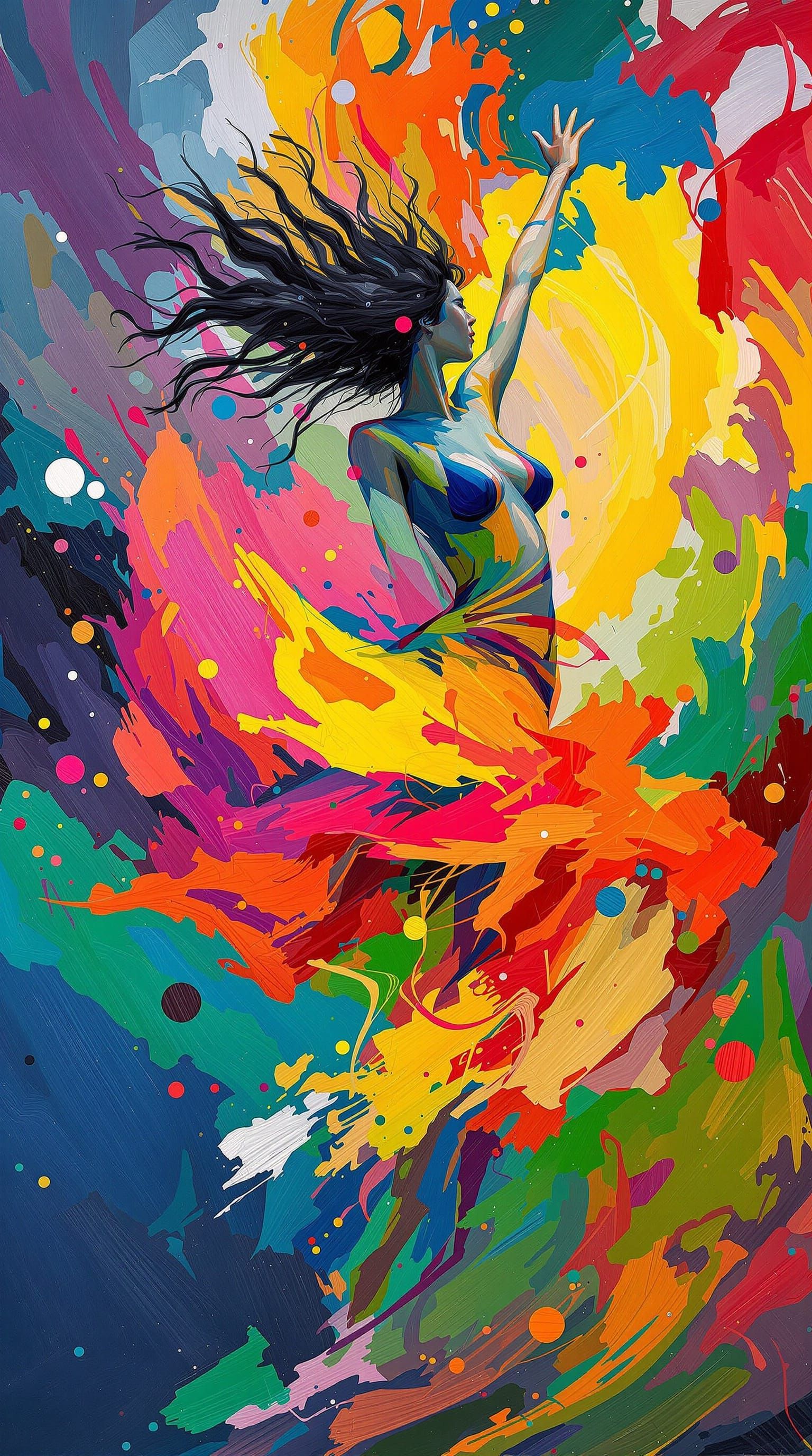 Dynamic Dance Performance in Abstract Expressionist Style