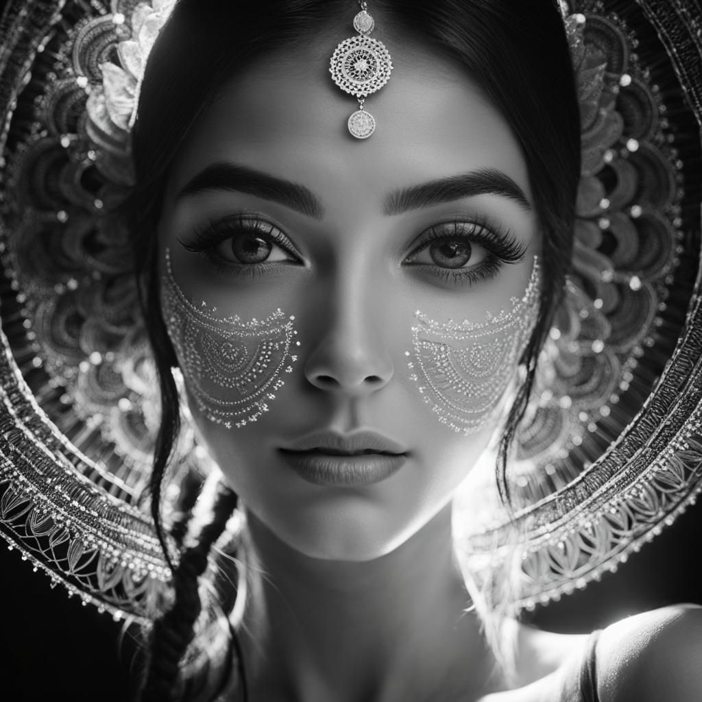 Woman with Mandala in Klimt-Inspired Portrait