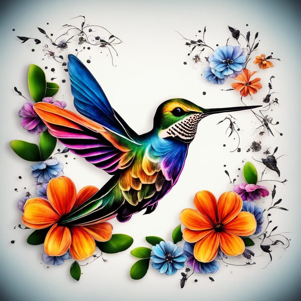 Vibrant Hummingbird in a Kaleidoscope of Light