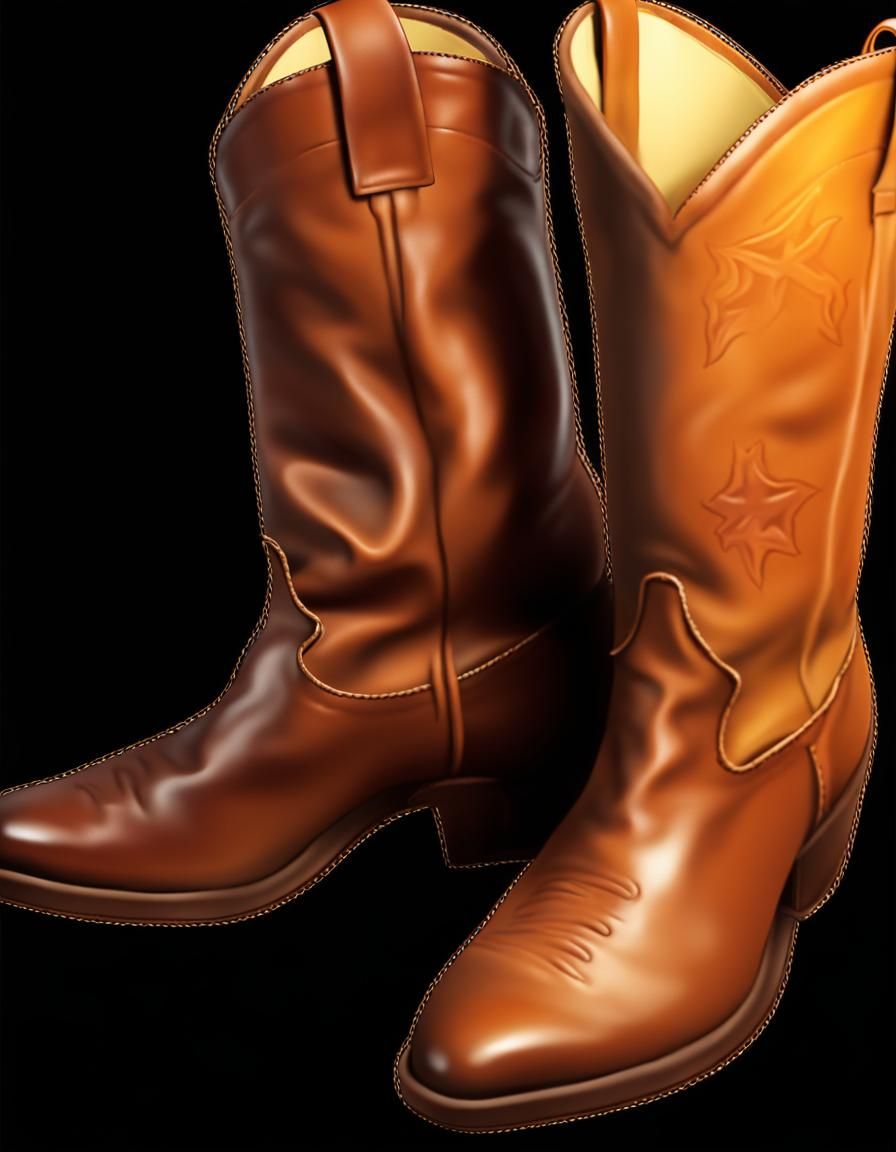 Realistic Brown Leather Cowboy Boot Illustration