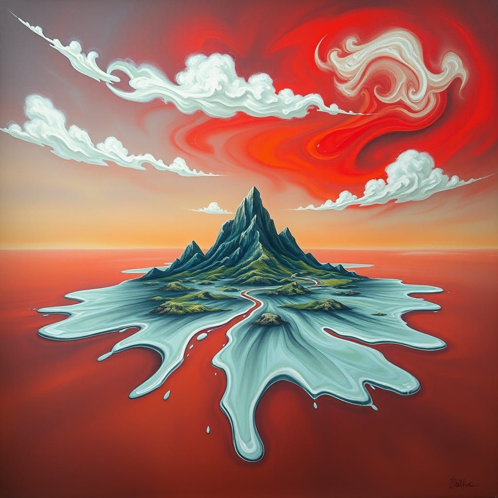 Surrealist Lemuria: A Dreamlike Island of Melting Forms