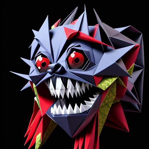 Creepy Origami Monster with Huge Teeth