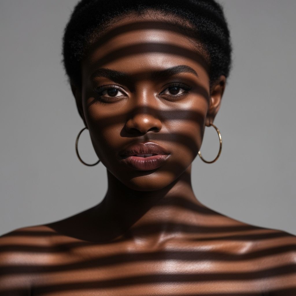 Striking Portrait of a Woman with Striped Shadows