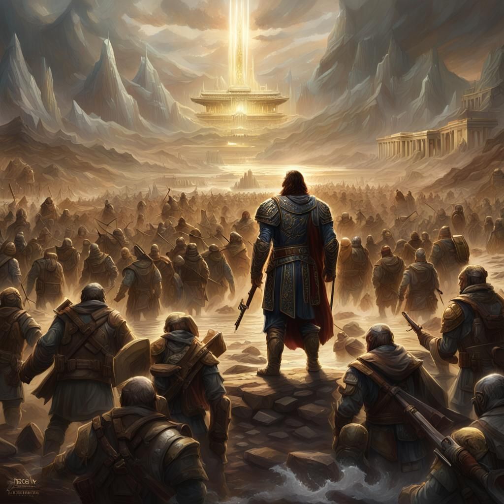 Biblical Army Concept Art in Orange and Teal