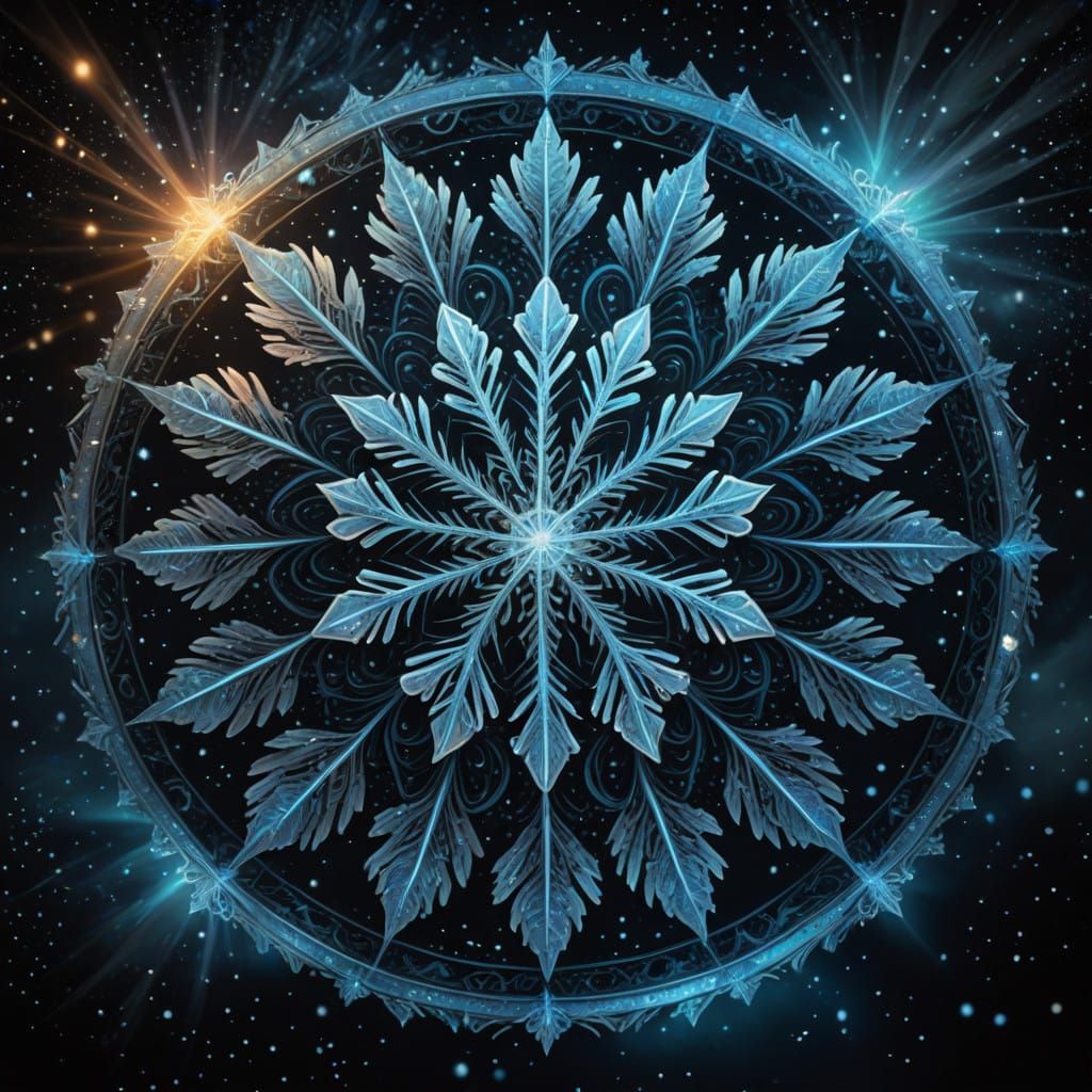 Glowing, Intricately Detailed Crystal Snowflake