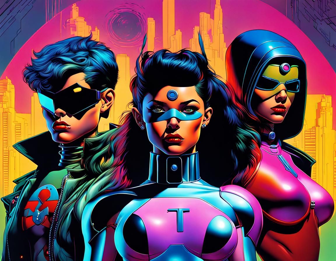 Teen Titans in Cyberpunk Style, PS1 Graphics