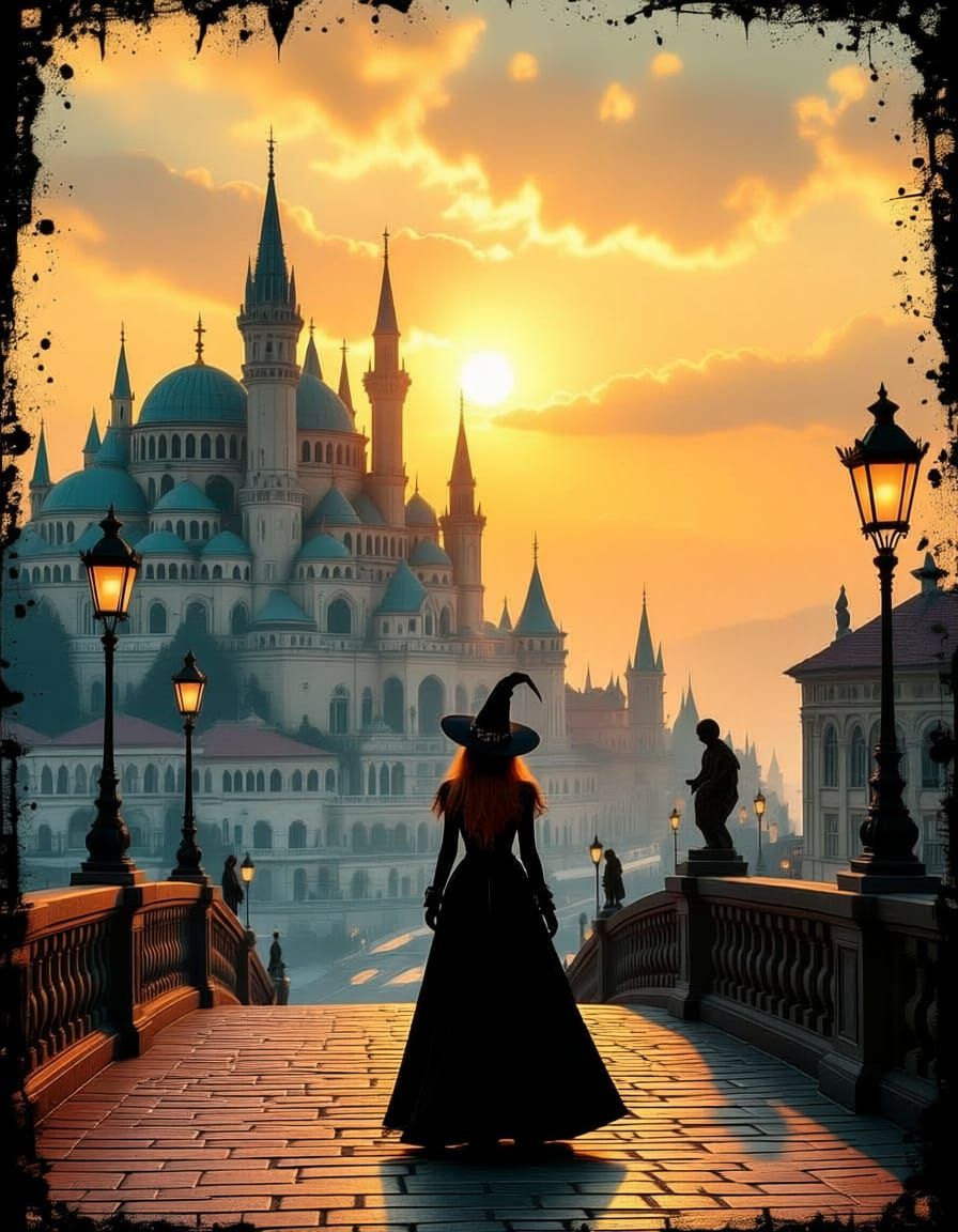 Shabby Chic Steampunk Witch Greets the Sunrise