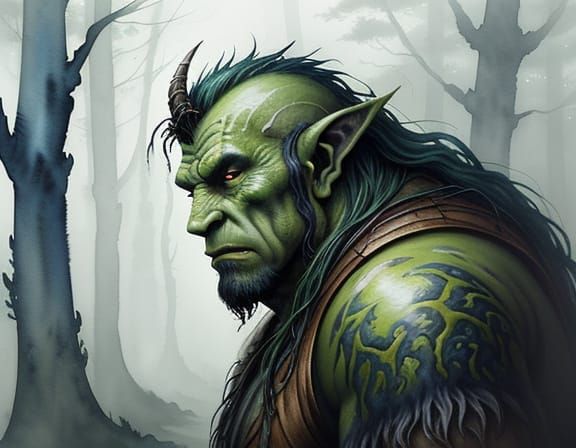 Orc walking in a forest