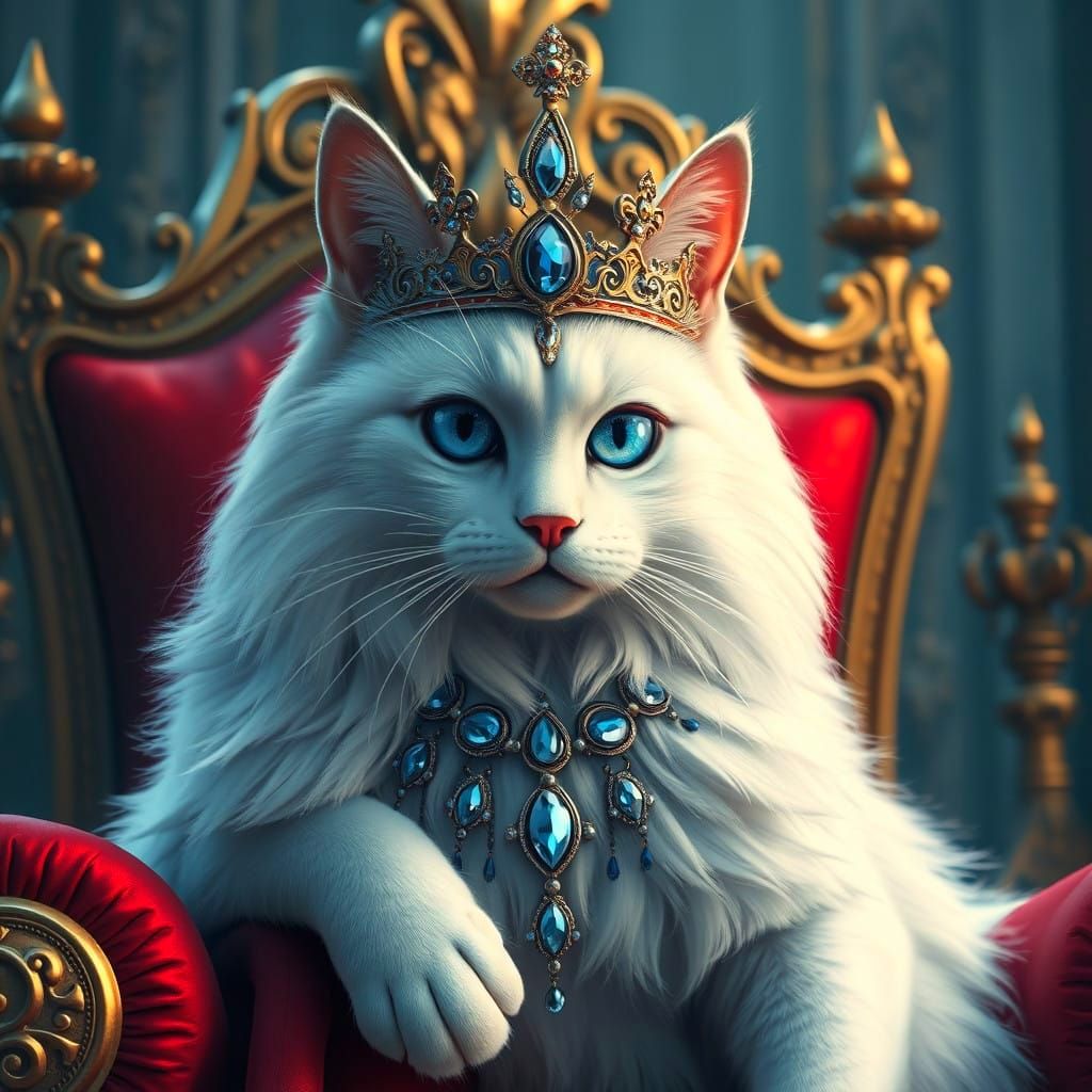 Regal Feline Sovereign in Sapphire Adornments