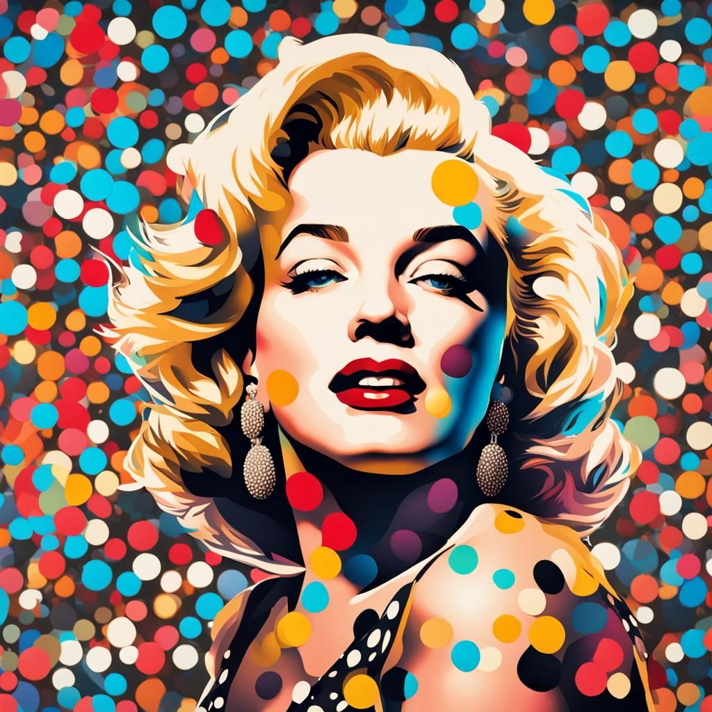 Marilyn and Madonna: Hyperrealistic Polka Dot Abstract