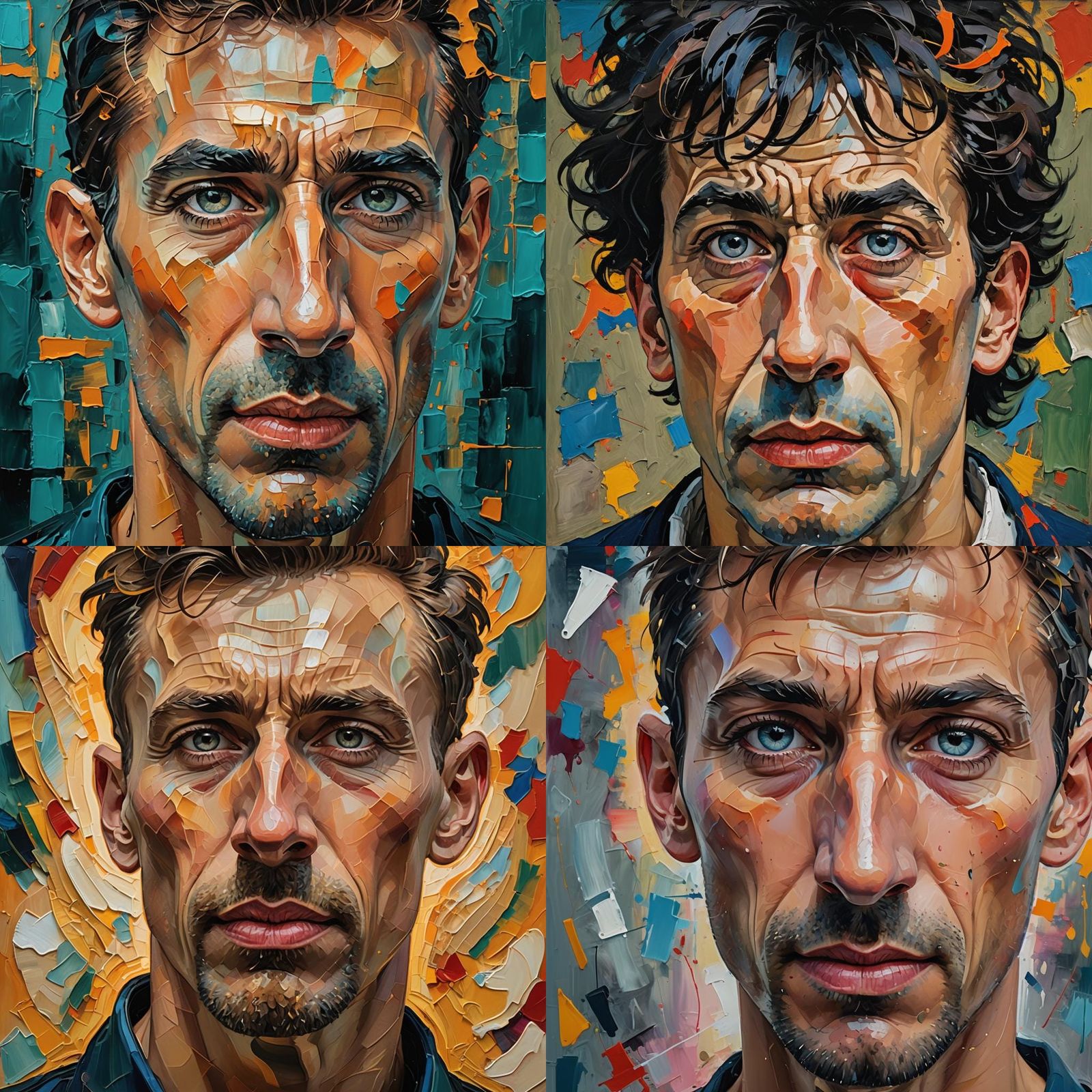 Athletic Man Portrait in Abstract Art Style
