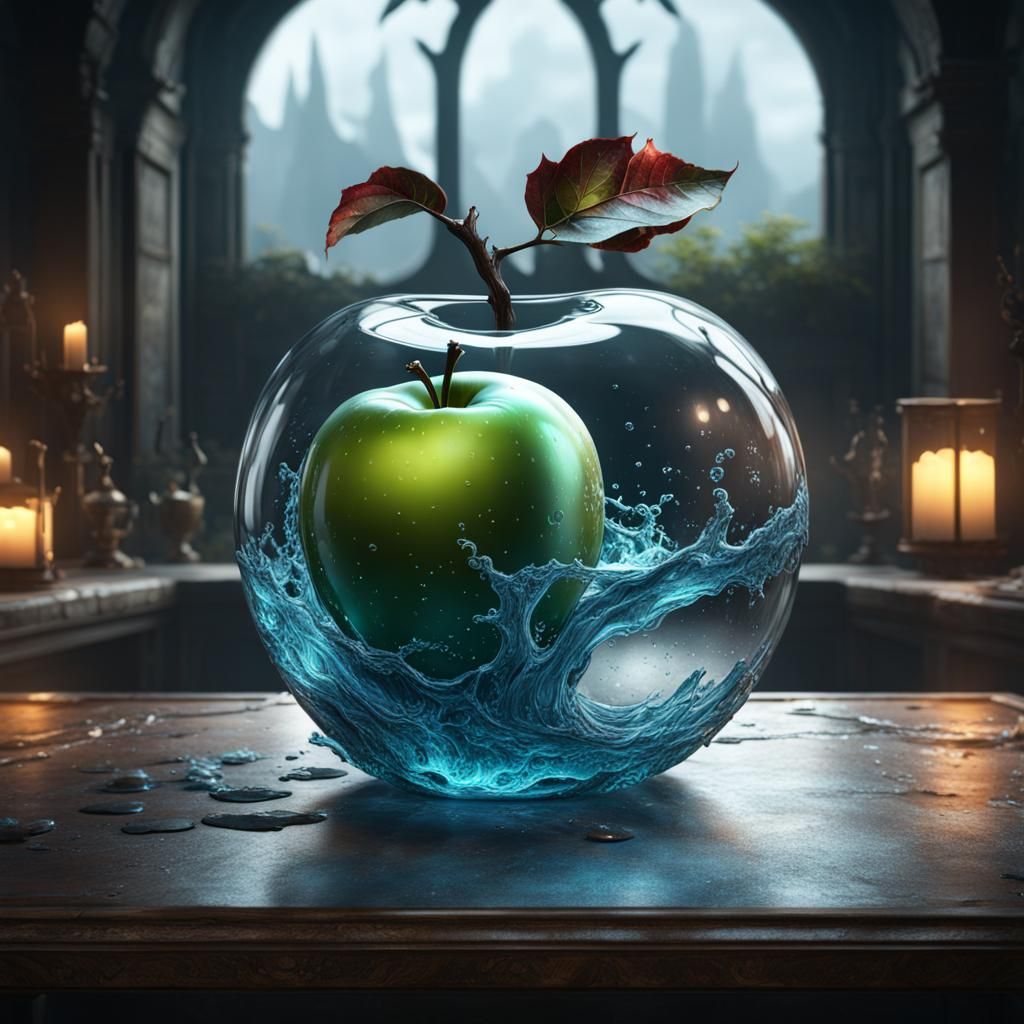 Glass Apple Detailed Matte Painting