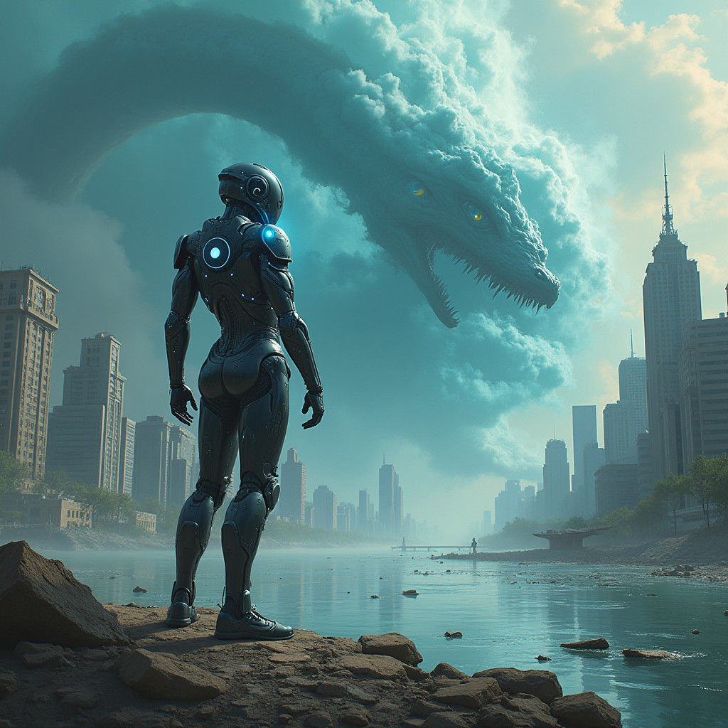 Cyborg Superhero Confronts Climate Chaos in Apocalyptic City...