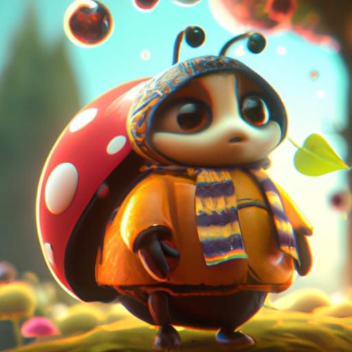 Fantastical Ladybug in Detailed Matte Painting