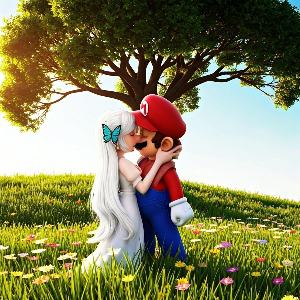 Romantic Kiss: Super Mario and Lady Timpani Portrait